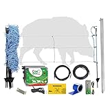 Eider Elektrozaun Komplettset zur Wildschweinabwehr im Garten mit 50 m Netz, 230 Volt Weidezaungerät und Anschlusskabeln - sofortiger Schutz gegen Wildschweinschäden