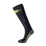 OTTER Wasserdichte kniehohe Socken unisex Outdoor Walking, wasserdicht, warm und geruchsresistent für Männer, Frauen, Kinder, mit Merinowolle (Mittlere （38-42）, Schwarz & Grün)