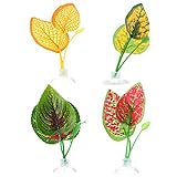 Mipcase 4 stücke Simulierte Blätter Ornamente mit Saugnäpfen Reptil Tank Kunststoff Blätter Dekor