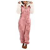 PTLLEND Damen Frottee Schlafanzug mit Bündchen, Pyjama in Ringel-Optik