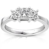 Diamant three-stone Engagement Ring 1 Karat (ctw) in 14 K Weiß Gold _ 10,5
