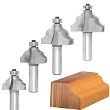 Akylin 4 x Wellenkanten-Fräser-Bits, 1,27 cm Schaft, 1,9 cm, 2,2 cm, 3,8 cm, 3,8 cm, 3,8 cm Schnitthöhe für Holztischeinfassungen, Bilderrahmen, Möbelformen, Projekte mit Lagerführung