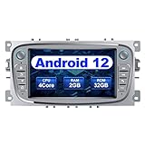AWESAFE Android Autoradio für Ford Focus Mondeo S-Max C-Max Galaxy, Android 12 Radio mit Navi Carplay Android Auto unterstützt Lenkrad Bedienung Bluetooth Mirrorlink FM AM RDS - Silber