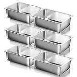 WantJoin Dampftisch-Hotelpfannen, 1/1 volle Größe, 15,2 cm tief, 6 Stück, Edelstahl-Metall-Tabletts, Lebensmittelaufbewahrungsbehälter für Restaurant, Chafing Dishes kommerzielle Buffetwärmer,