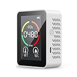 CO2-Detektor, CO2-Kohlendioxid-Monitor, USB-Ladegerät Luftqualitätssensor Detektor mit Temperatur- und Feuchtigkeits-Detektor für Home Office Gym Auto (White)
