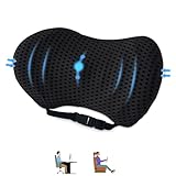 Aipwerer Lumbalkissen Rücken,Lendenwirbelstützkissen für Bürostuhl und Autositz,Memory Foam Rückenstützkissen mit Verstellbarem Gurt,Ergonomisches Lendenwirbelstützkissen für Autositze,Bü