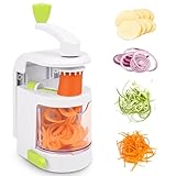 Dreamhigh® Spiralschneider Gemüse, 4 in 1 Zucchini Spaghetti Schneider mit Auffangbehälter, BPA-frei, Gemüse Spiralschneider für Karotte, Gurke, Kartoffel, Kürbis, Zucchini, Zwieb