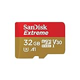 SanDisk Extreme microSDHC UHS-I Speicherkarte 32 GB + Adapter (Für Smartphones, Actionkameras und Drohnen, A1, C10, V30, U3, 100 MB/s Übertragung, RescuePRO Deluxe)