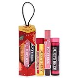 Burt's Bees Mistelzweigkuss-Geschenkset für Weihnachten, Lippenbalsam, Lippenschimmer und getönter Lippenbalsam