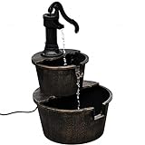 vidaXL Kaskadenbrunnen im Handwasserpumpe-Design Wasserspiel Brunnen + Pumpe