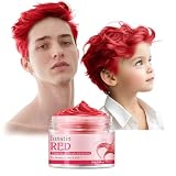 Temporäre Haarfarbe Auswaschbar, Temporäre Haarwachs Farbe Haarfarbe Wachs Natürliche Frisur Pomade Für Männer Frauen Party Cosplay Halloween Christmas (red, red)