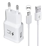 USB Ladegerät Stecker, Schnellladegerät Netzteil mit Micro-USB Ladekabel 1,5M für Samsung Galaxy S7/S7 Edge/S6/S6 Plus/S5/S4/S3/A3/J7/J5/J3/Note 5/4, Tab S Tab S2, LG K10 G4, PS4, M
