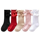 XPXGMT 3 Stück Pom Baby Mädchen Kniestrümpfe Baumwolle Spanisch Kleinkind Mädchen Socken, mehrfarbig, 12-24 Monate