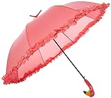 Esschert Design Regenschirm Flamingo mit Rüschen aus Pongee Seide, ABS und Eisen, 98,0 x 98,0 x 79,0 cm