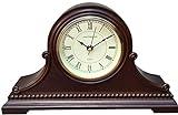 vmarketingsite Mantel Clocks for Living Room, Battery Operated, Silent Wood Table Clock with Westminster Chimes On The Hour, Solid Wooden Chiming Mantle Clock, 9' x 16' x 3' (Walnut - Roman Numerals)
