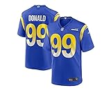 Rams Nr. 99 Donald 2nd Home and Away besticktes American Football Trikot Rugby Fan Shirt für Herren, Weiß/Blau, L Blau