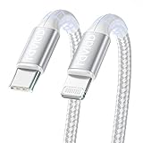 RAVIAD USB C auf Lightning Kabel 1M MFi Zertifiziert Power Delivery USB C Lightning Ladekabel Nylon iPhone Kabel Kompatibel für iPhone 14 13 12 11 Pro Max Mini SE 2020 XR XS X 8 8 Plus 7 6s 6 - Silber