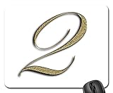 Gaming Mauspad, Zahl Gold Schrift Training Zwei Lernen Golden Rutschfest Mousepad Weich Mauspads Für Tastatur Pc Büro 25X30C