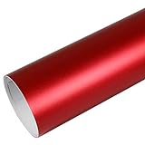 Rapid Teck® 15,79€/m² Premium – MATT Chrom Rot 50cm x 1,52m Auto Folie Blasenfrei mit Luftkanälen für Auto Folierung und 3D bekleben in Matt Glanz und Carbon Autofolie
