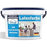 plid® Latexfarbe Weiß seidenglänzend [5L] - Abwaschbare Farbe Innen für Küche & Badezimmer - Latexfarbe abwaschbar leicht zu reinigen & nicht schlämmend -Latexfarbe abwaschbar nicht füllend