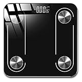 IVQAPP Bluetooth Smart Bathroom Scales Body Fat BMI Scale Digital Body Weight Scale LCD Backlight Display USB Charging (Color : Black)