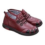 Winterschuhe Damen Gefüttert Winterboots Winterstiefel Lederschuhe Leder Halbschuhe Stiefeletten Schneestiefel Rutschfest Wanderschuhe Trekkingschuhe Outdoorschuhe Walkingschuhe Arbeitsschuhe Gr.35-41