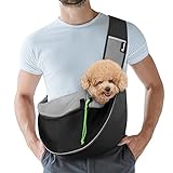 Pawaboo Hundetragetasche, Hundetasche, Verstellbare Tragetasche Hund, Haustier Umhängetasche Transporttasche für Haustiere, Hunde Tragetaschen Tragetücher für Spaziergang Outdoor Reisen - M, Schw