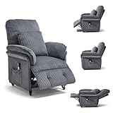 Asukale 2 Motoren Elektrischer Relaxsessel, Fernsehsessel mit Liegefunktion, TV Sessel Wohnzimmer mit Rollen, Verstellbarer Rückenlehne & Fußstütze, 2 Seitentaschen, Cord Couch, Dunkelg