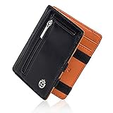 Noah Noir Magic Wallet mit Münzfach - TÜV Geprüfter RFID Schutz (8 Kartenfächer) Magischer Geldbeutel mit Geschenkbox (Schwarz/Orange)