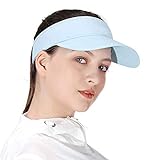 Blau Sonnenblenden für Frauen und Mädchen, Lange Brim Dickere Schweißband Einstellbare Velcro-Hut für Golf Radfahren Angeln Tennis Jogging und andere Sportarten