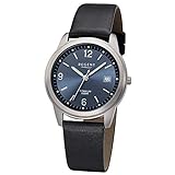 Regent Herren Uhr F-682 Leder Quarzwerk Armband-Uhr Titan-Uhr schwarz URF682