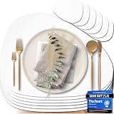 Mahewa® 6er Set Premium Tischset aus Leder-Imitat - Kunstleder Platzset abwaschbar und wasserdicht - Platzdeckchen Telleruntersetzer in Lederoptik (Oval, Weiß)