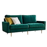HOMODA Sofa 3 Sitzer, Samt, Modern Couch mit Holzgestell und Metallfüße Polstersofa für Wohnzimmer Wohnung Jugendzimmer, 180 x 80 x 80 cm