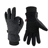 OZERO Thermo Handschuhe,Leder Warme Winter Handschuhe zum Laufen,1 Paar, Grau, M