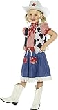 Smiffys Kinder Cowgirl Liebling Kostüm, Kleid, Weste, Halstuch, Gürtel und Hut, Größe: M, 36328