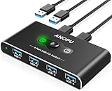USB Switch 2 PC, Aluminium USB KVM 3.0 Switch 2 Eingänge 4 Ausgänge,USB Switch mit 2 High-Speed USB 3.0 Kabeln,2 PCS Teilen Sich 4 USB Geräte,für Maus Tastatur Drucker Festplatte USB Stick H