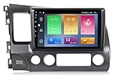 JHYFT Autoradio für Honda Civic 2005-2012, 10,1 '' 2G + 32G Touchscreen, Doppel-Din, Bluetooth, Wi-Fi, Unterstützung für GPS-Navigation, Lenkradsteuerung, geteilter Bildschirm