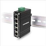 LINOVISION Industrial 5 Ports Gigabit Solar POE Switch mit DC12V-48V bis DC48V Voltage Booster, 4 x IEEE802.3af/at 30W POE Ports @120W, IP40, Compact POE Power for Solar Power/RV Truck/VoIP Systems