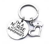 Krankenschwester Schlüsselanhänger 'I'm a Nurse. What's your Superpower?' mit Herz Mütze | Arzt | Geschenk | Frauen | Damen | Mädchen | Pfleger | Nurse | Medizin