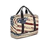 Reisetasche, Retro-amerikanische Flagge, multifunktional, wasserdicht, Sporttasche mit Nassfach und Schuhfach, für Damen und Herren