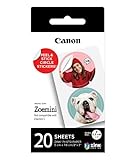 Canon ZINK Fotopapier Circle Sticker ZP-2030-2C (Für Canon Zoemini Fotodrucker, Papierformat 5x7,5 cm, mobiler Sofortdruck) Fotosticker selbstklebend, 20 Blatt, Weiß