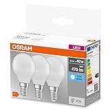 OSRAM Lamps Superstar Classic P GLOWdim LED-Lampen, Klassische Miniballform, Kunststoff, E14, 4.5 W, Kaltweiß, 3 Stück (1er Pack)