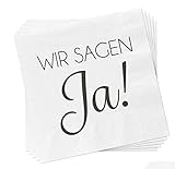40 Stück Servietten'Wir sagen Ja' 3-lagig 33x33cm Hochzeit Vermählung Trauung Brautpaar Tischdeko Papierservietten (Wir sagen Ja)