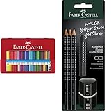 Faber-Castell 112435 - Buntstifte Colour Grip 2001, 36er Metalletui & 217093 - Bleistiftset GRIP 2001, mit 3 Bleistiften, 1 Radierer + 1 Spitzdose, schwarz