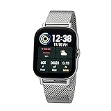 HEAD LOS Angeles 37mm Smartwatch für Damen und Herren- Fitnessuhr mit Edelstahl-Armband - Gesundheitsmonitor, Musik-Steuerung, mehrere Sportmodi, Bluetooth - iOS/Android - H160300