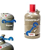 CAGO 5 kg Propan-Gas-Flasche Camping Grill Gasflasche Neu leer INKL. Gasregler-Schlüssel mit Magnet und Schlüssel 17mm für Überwurfmutter 1/4''