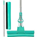 Green Mop Set 40-01 - Green Mop 40 cm + Stiel + Ersatzschwammm - Doppelwringer Mop saugstarker WischMop PVA Bodenwischer