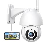 IP66 Wasserdicht CCTV Überwachungskamera, Schwenk/Neige 360° Outdoor Kamera, WiFi Home Security Kamera, Bewegungserkennung Kompatibel mit iOS/Android, via TuyaSmart APP (Weiß)