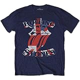 The Rolling Stones Herren British Flag Tongue T-Shirt, Blau (Navy Navy), X-Large