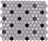 Mosaikfliese Keramik Mosaik Hexagonal mix beige schwarz glänzend Küchenrückwand Bad MOS11A-03G01